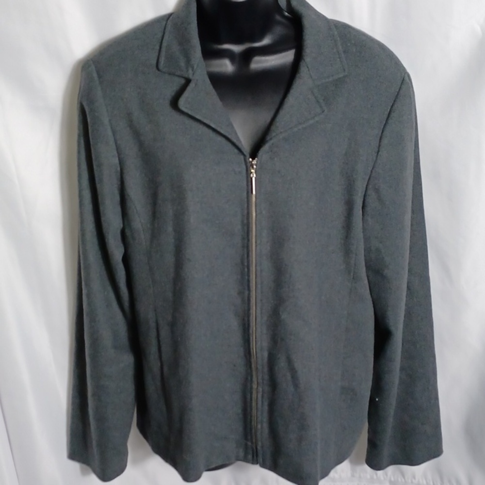 BICE brand black wool zip blazer, size 14.  Vintage.